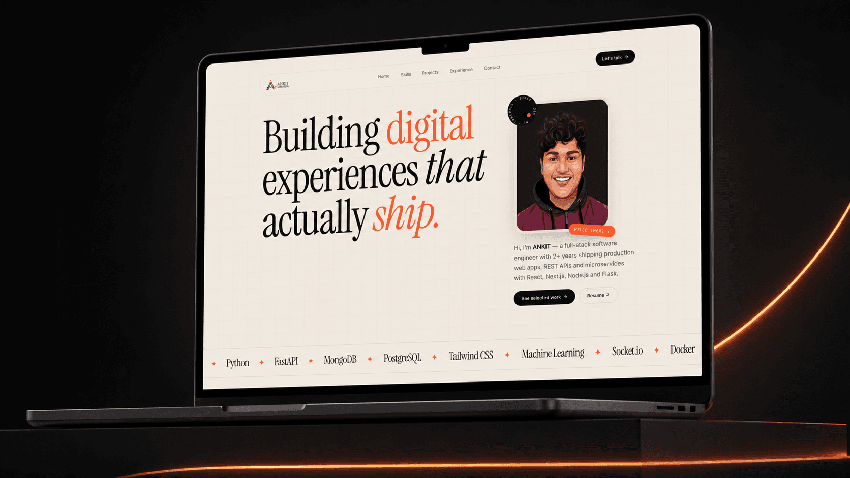 Ankit Portfolio website interface — Creative & Tech Portfolio project built by Insanzia Labs